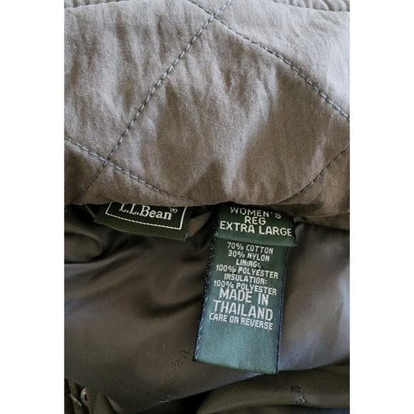L.L. Bean Women's Bean Cozy Warm Thermore Quilted Coat Khaki Green Size XL - Picture 6 of 12